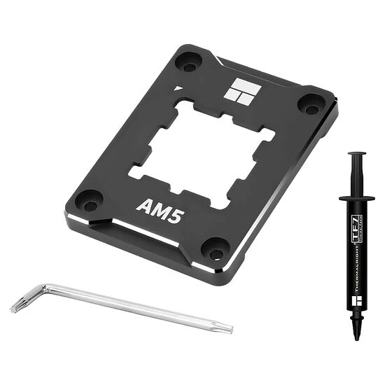 Support de montage AM5 noir accompagné d'une clé Allen et d'un tube de pâte thermique Thermalright.