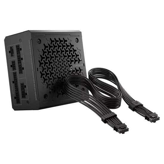 Bloc d'alimentation Corsair noir avec ses câbles modulaires pour PC.