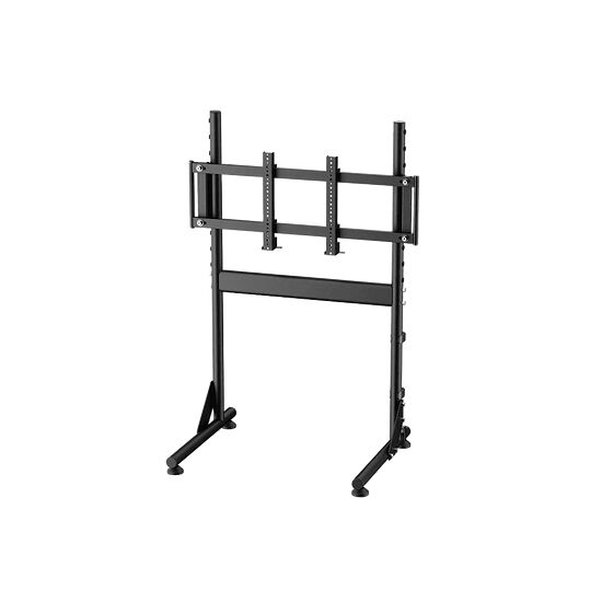 Support mural articulé noir pour écran ou moniteur, avec un bras de fixation robuste et des pieds de support inclinés.