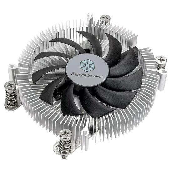 Ventirad SilverStone avec un dissipateur thermique en aluminium et un ventilateur noir.
