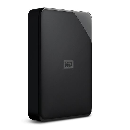 Disque dur externe Western Digital de couleur noire avec un fini mat.