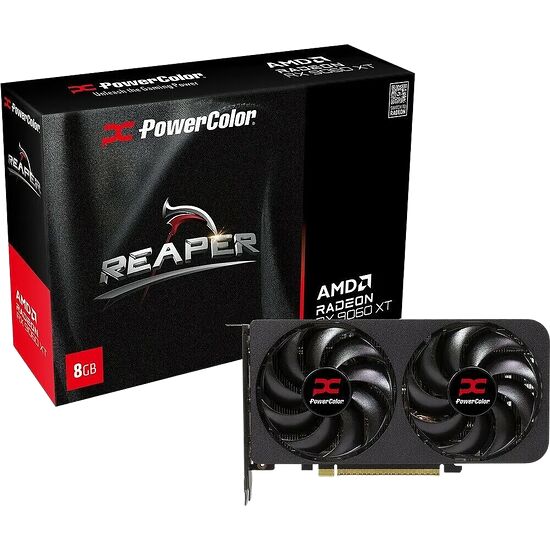 Carte graphique PowerColor Radeon RX 6900 XT Reaper avec deux ventilateurs et 8 Go de mémoire.