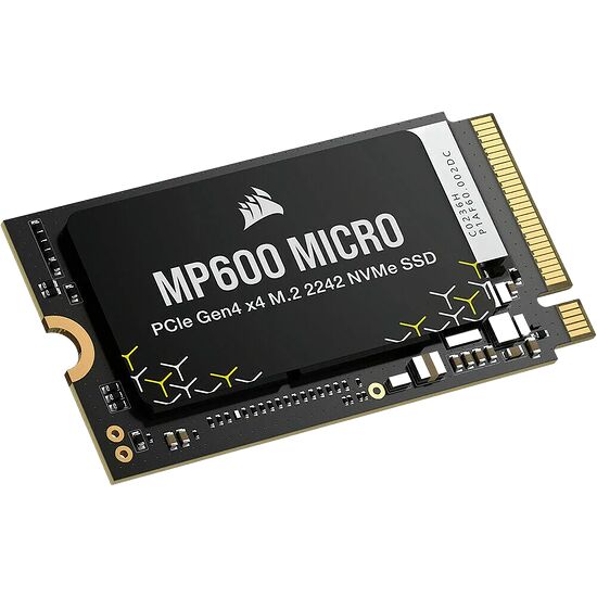 SSD NVMe Corsair MP600 Micro, un disque de stockage format M.2 2242 avec interface PCIe Gen4 x4.