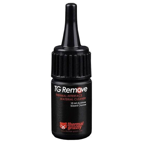 Flacon de nettoyant pour pâte thermique TG Remove de Thermal Grizzly, contenant 10 ml de nettoyant à base d'acétone.