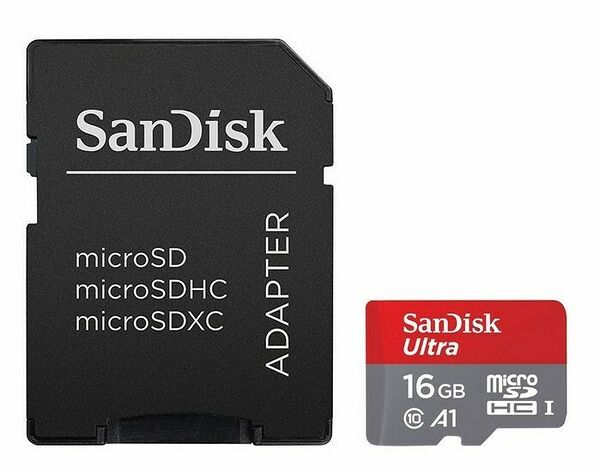 Carte Mémoire Micro SDHC Sandisk Ultra, 16 Go, Classe 10 + Adaptateur SD (image:2)