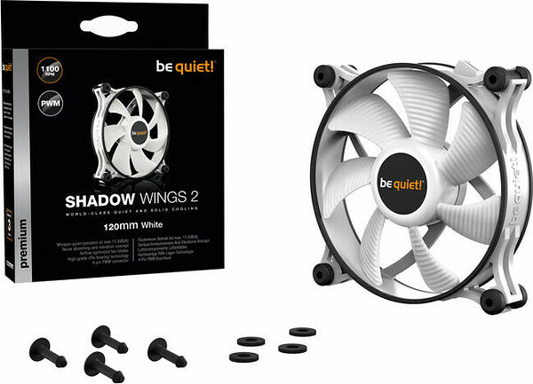 be quiet! Shadow Wings 2 PWM Blanc - 120 mm (Pack de 2) (image:1)