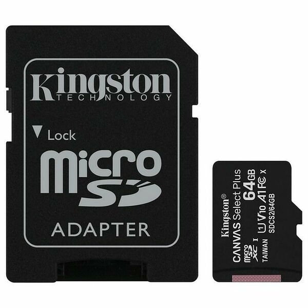 Carte Mémoire Micro SDXC Kingston Select Plus, 64 Go, Classe 10 + Adaptateur SD (image:2)