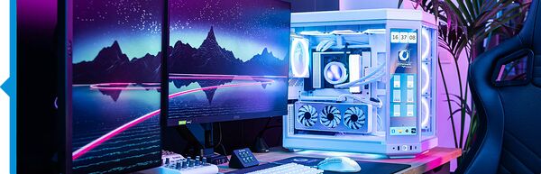 Setup gaming complet avec écran, PC et périphériques éclairés