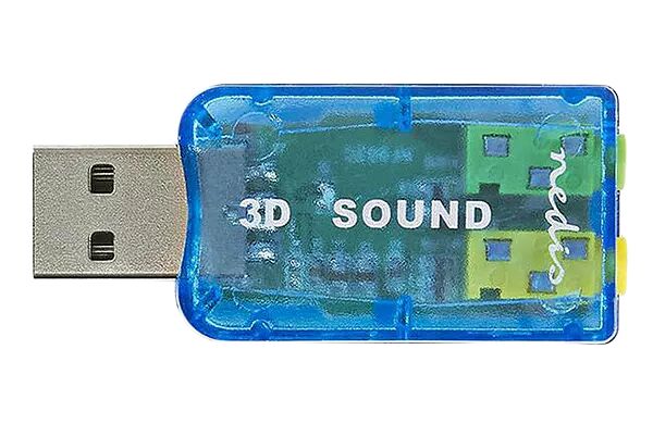Adaptateur USB Nedis avec boîtier bleu translucide affichant l'inscription "3D SOUND".