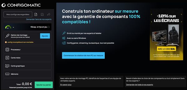 Le ConfigoMatic aujourd'hui, avec son récapitulatif et ses FPS estimés