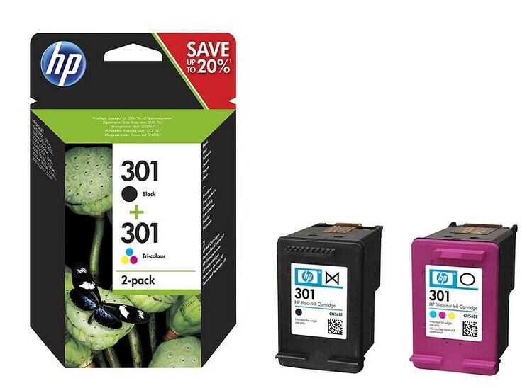 HP 301 Pack de 2 Noir/3 Couleurs (N9J72AE) (image:2)
