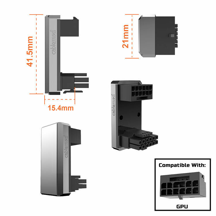 CableMod Adaptateur coudÃ© 180Â° 12VHPWR ModÃ¨le B - Noir (image:2)
