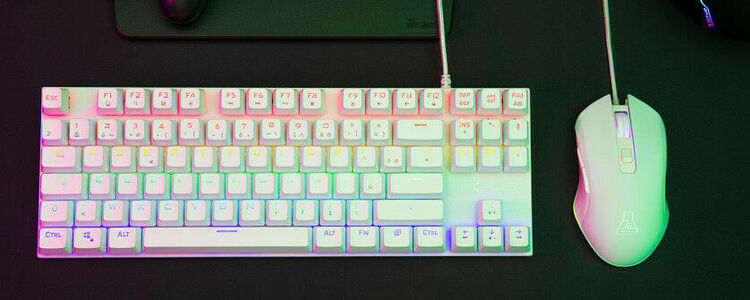 THE G-LAB Combo MERCURY RGB Gaming Filaire Blanc Clavier mécanique