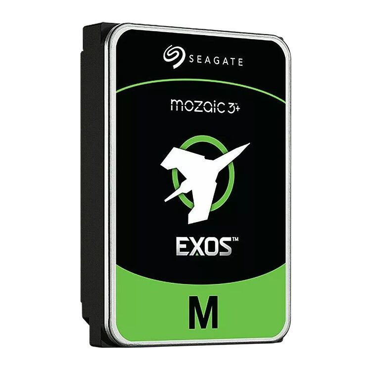 Disque dur externe Seagate Mozaic 3+ de la gamme Exos, de couleur noire et verte.