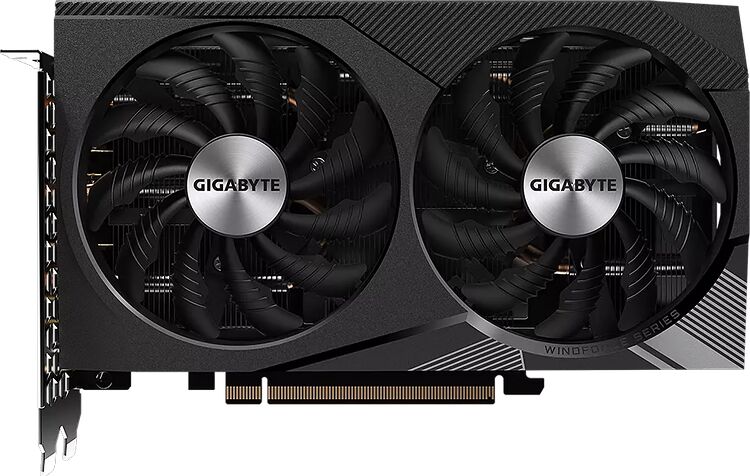 Carte graphique Gigabyte Windforce Series avec deux ventilateurs noirs et un design sobre.