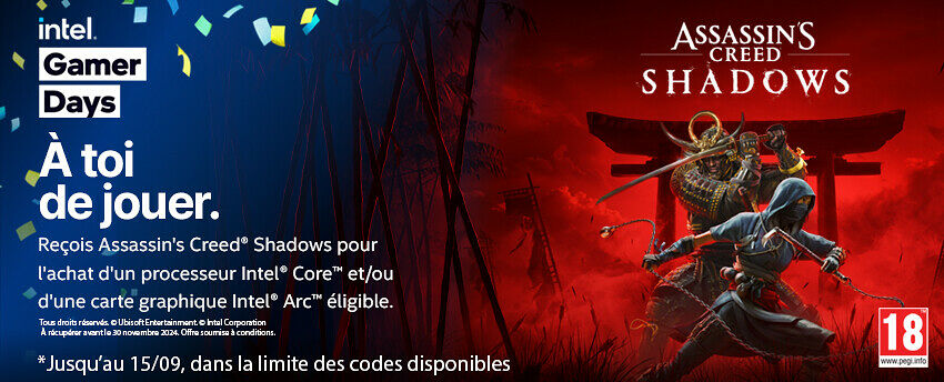 Assassin's Creed Shadows offert par Intel ! (PC + kit évo)