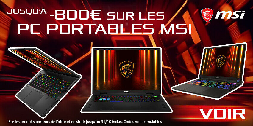 jusqu'à -800 € PC portables MSI