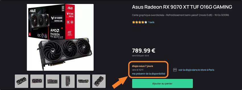 Encart prix et disponibilité