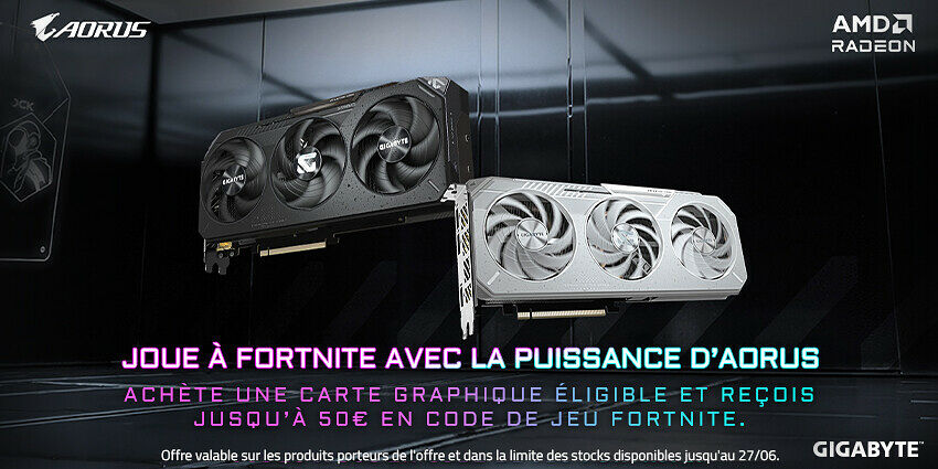 50€ en code de jeu Fortnite offerts par Gigabyte