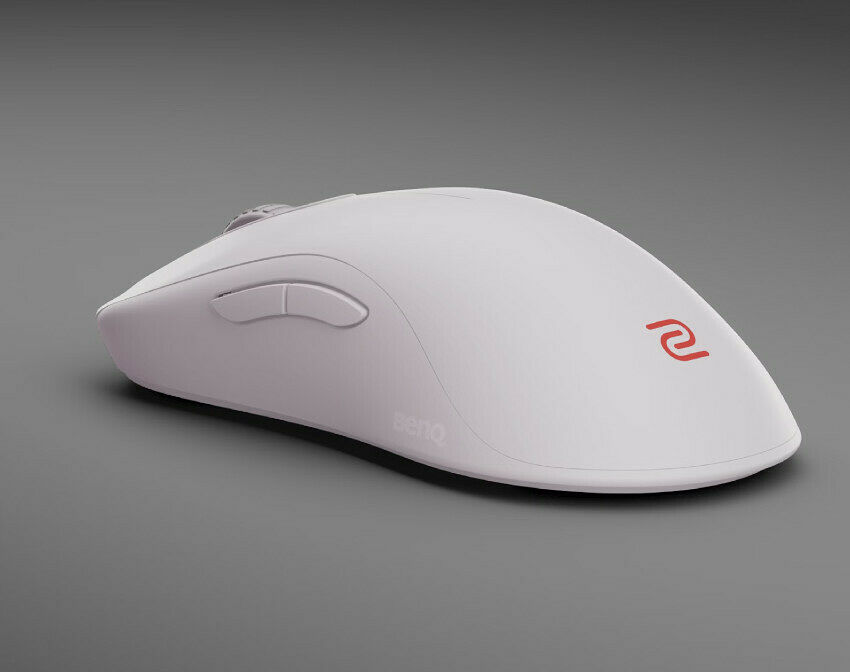 Souris gaming blanche avec le logo rouge de ASUS sur le dessus.