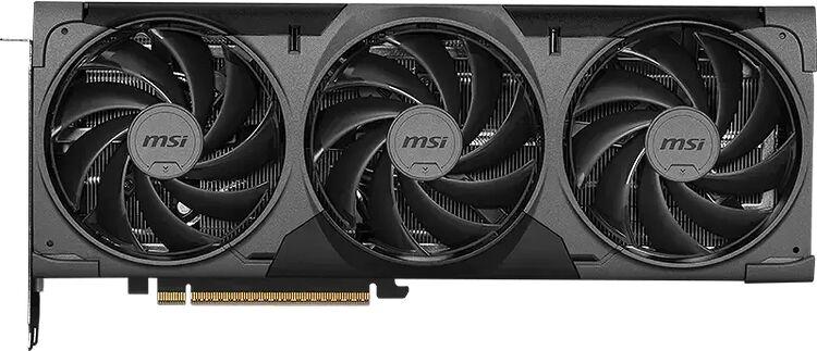 Carte graphique MSI avec trois ventilateurs de refroidissement sur un fond noir.
