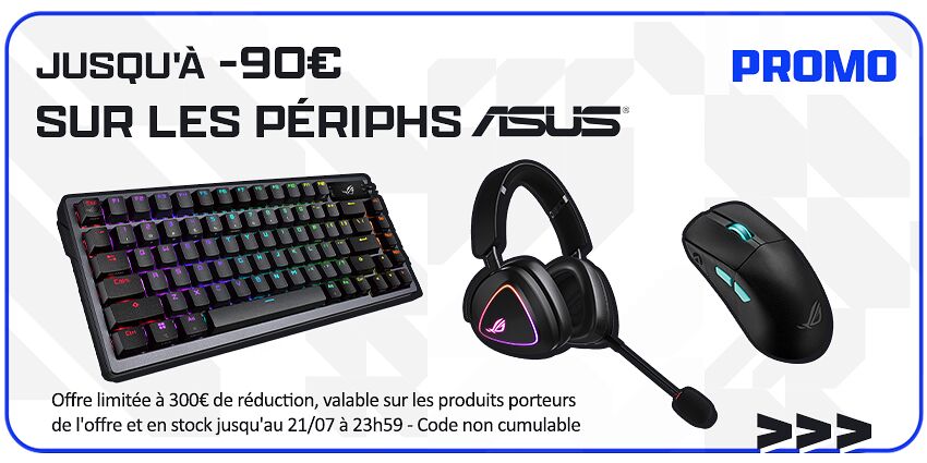 Jusqu'à -90€ périphériques Asus