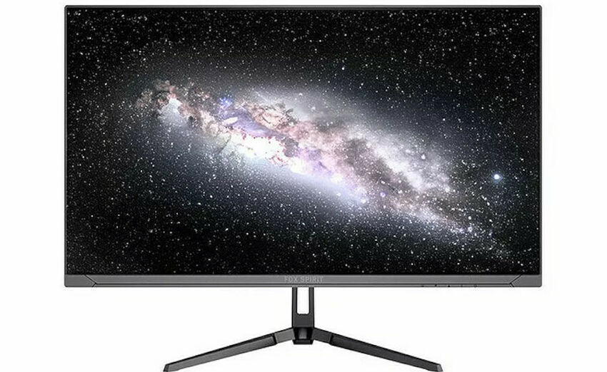 Écran de PC Fox Spirit affichant une image de galaxie étoilée sur un fond noir.